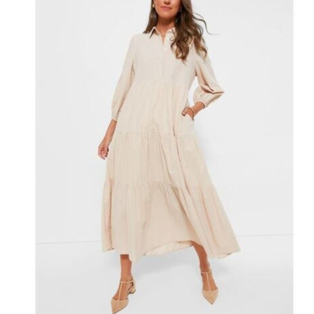 Pomander Place Tuckernuck Tiered Cotton Maxi Dress Y21575T Neutral Tan